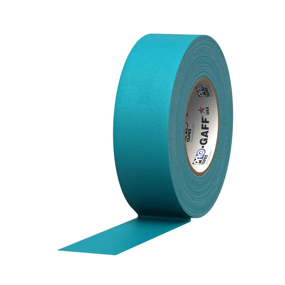 Roll of teal-colored cloth gaff tape with a 2-inch width and 55-yard length.