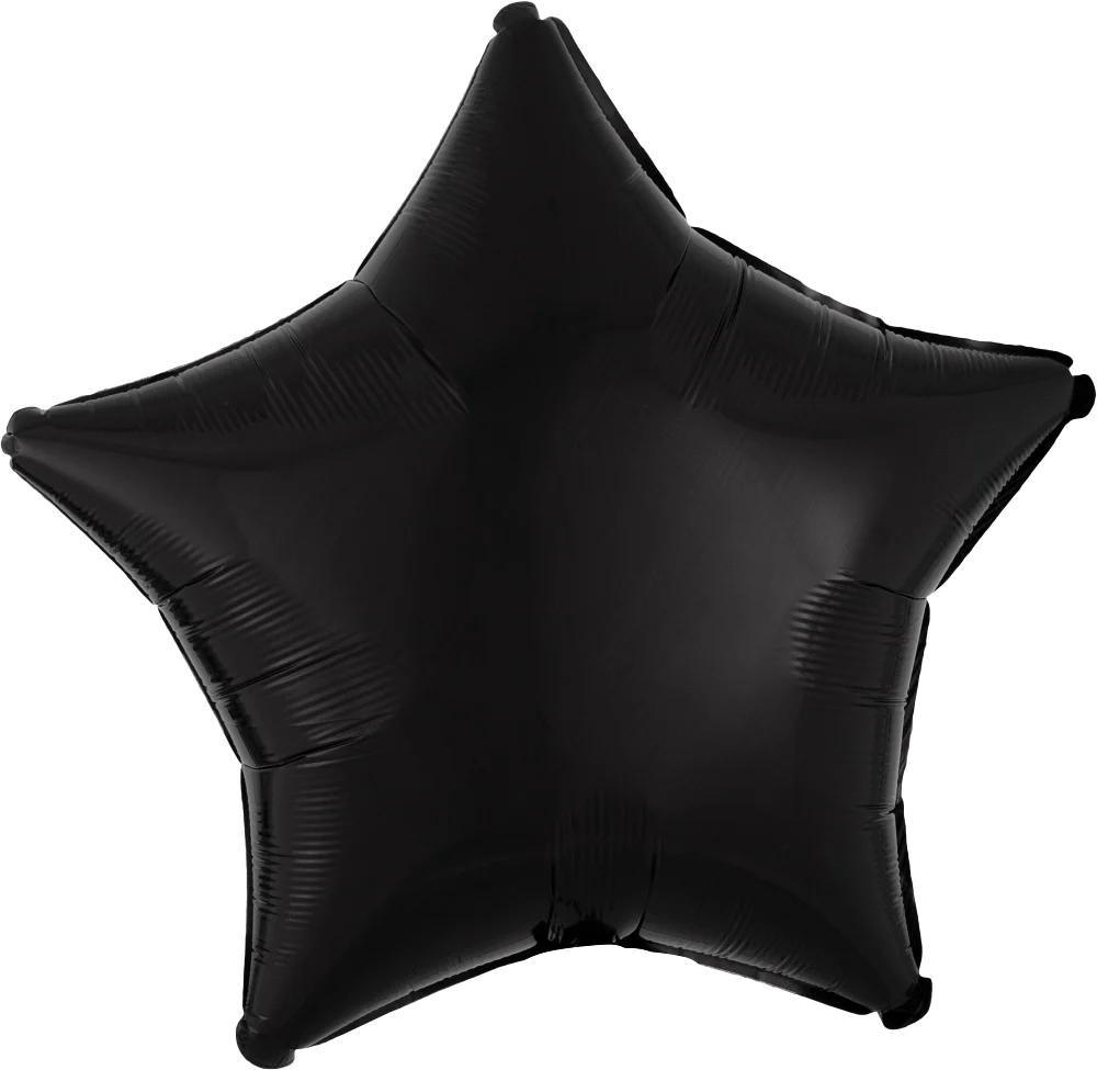 19-inch black star-shaped foil balloon with glossy finish.