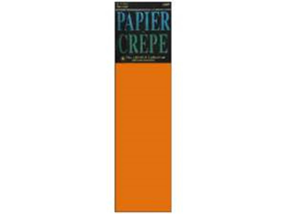 Bright orange crepe paper sheet with textured, crinkled surface for crafting and decorating.