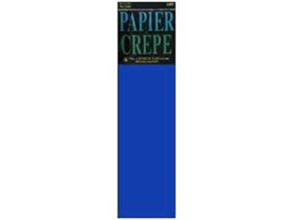 Roll of royal blue crepe paper with a textured, crinkled surface and a black label at the top.