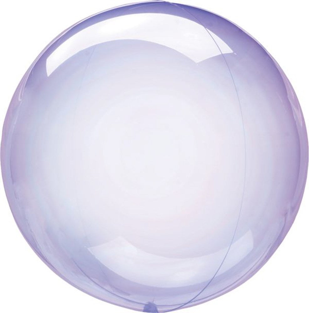 18-inch transparent purple round balloon with a glossy finish.