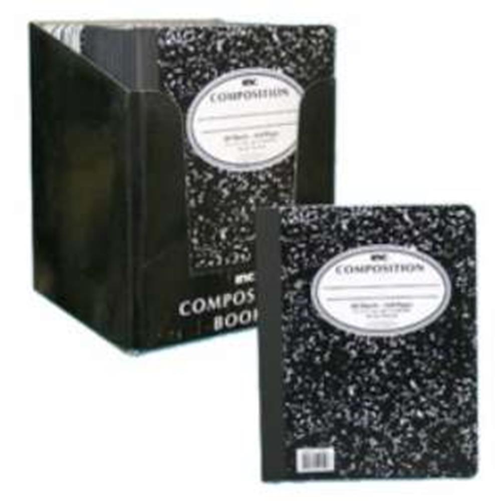 Black and white marbled cover composition book with 80 pages, standard size.