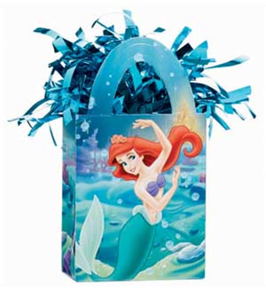 Square mini tote bag featuring Ariel from The Little Mermaid, ocean blue with shiny blue tassel handles.