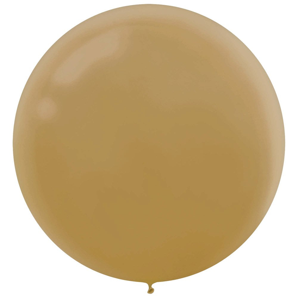 Pearlized gold latex balloon inflated to 24 inches with a smooth, shiny surface.