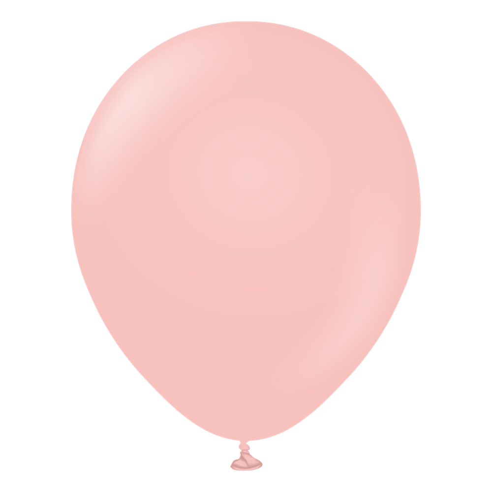 Single round baby pink latex balloon, 18 inches, smooth surface, tied at the bottom.
