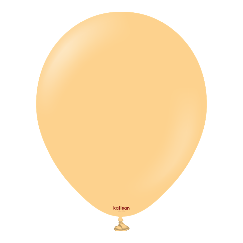 18-inch peach-colored latex balloon with a smooth surface and rounded shape.