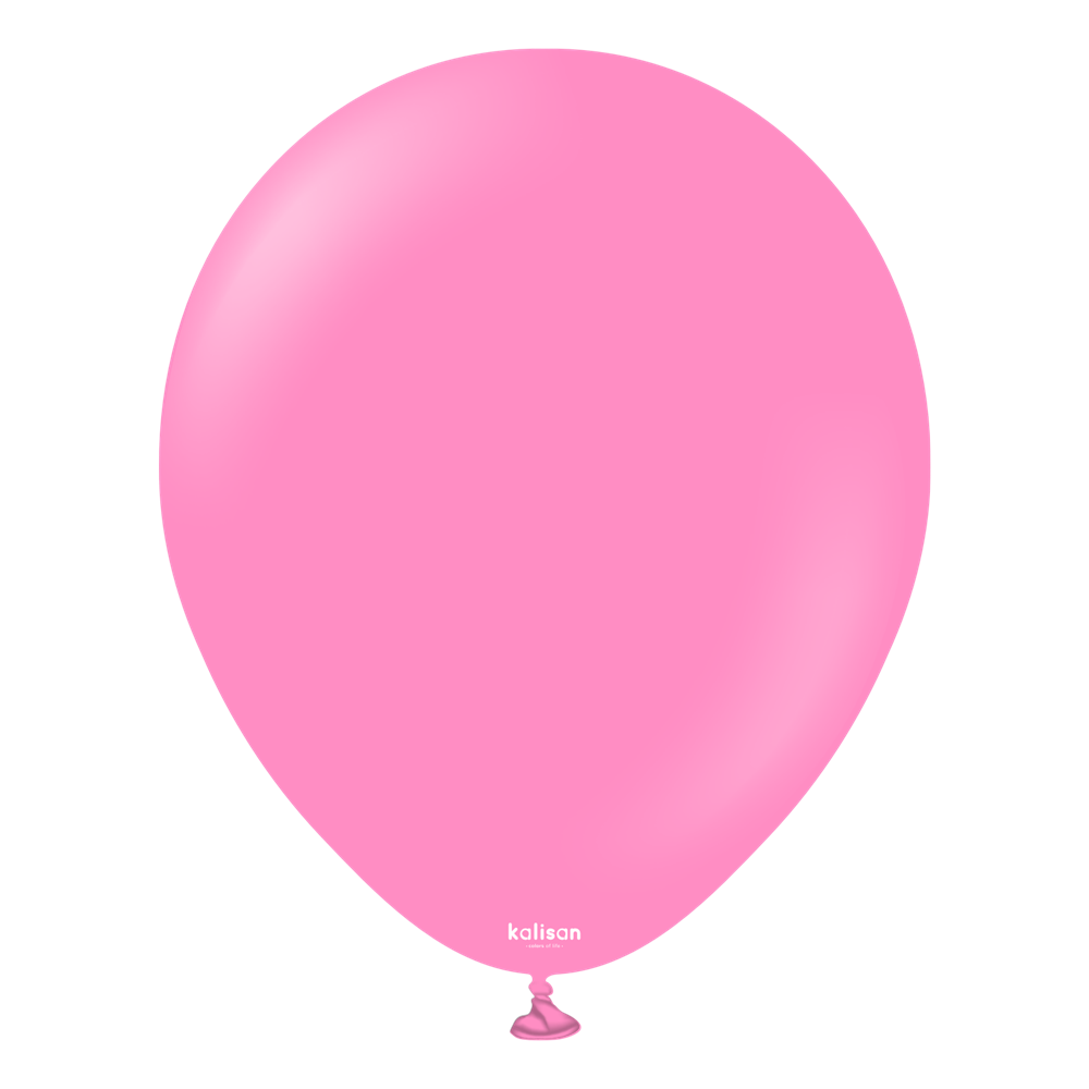 Pink latex balloon shaped oval with a tied bottom knot, smooth surface, and slight shine.