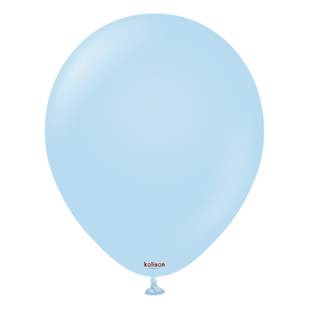 Light blue 18-inch round latex balloon with a smooth, glossy finish, uninflated.