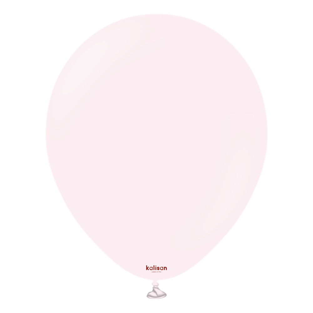 Pale pink 18-inch round latex balloon with a smooth matte finish, tied at the end.