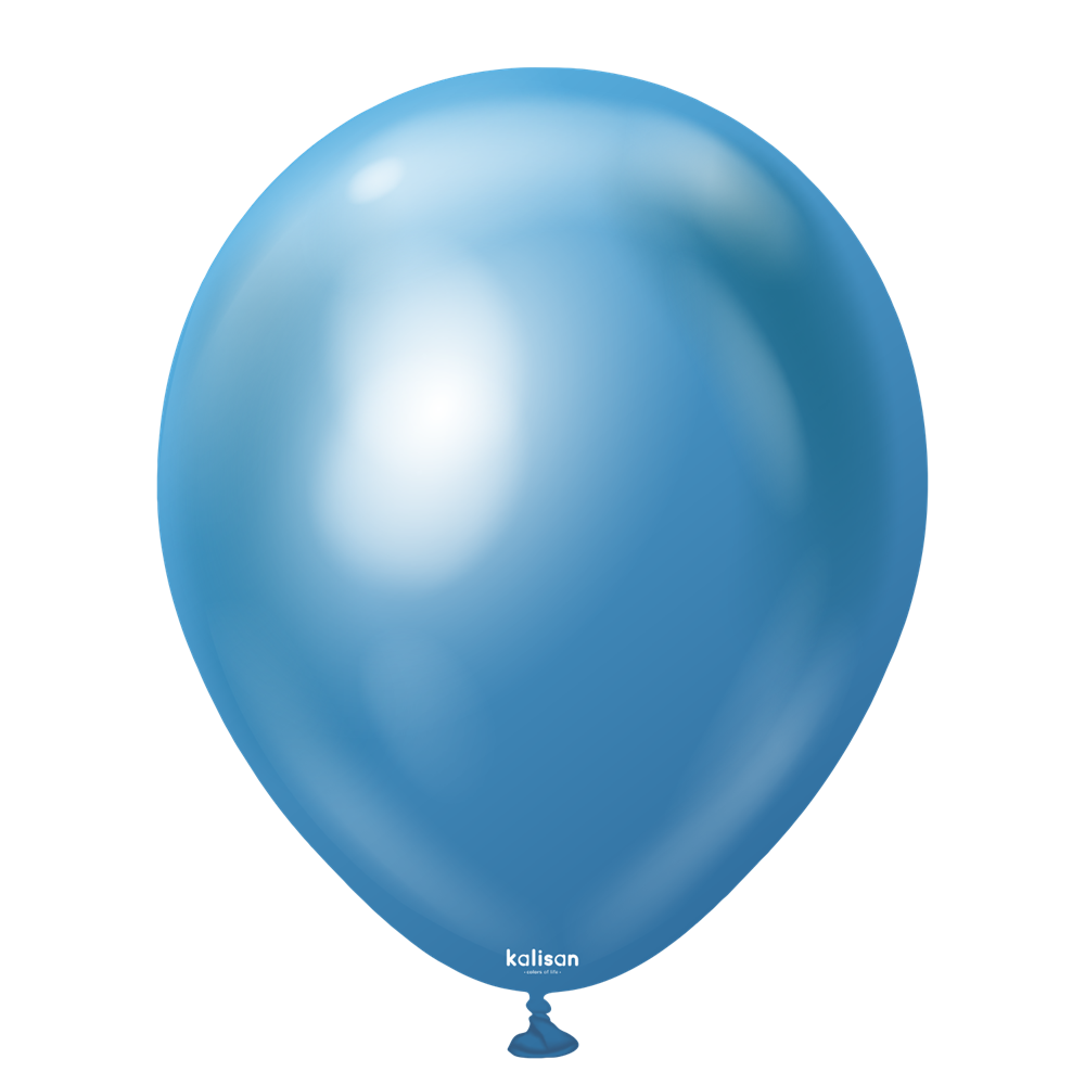 Glossy round blue balloon with smooth surface and subtle highlight reflections.