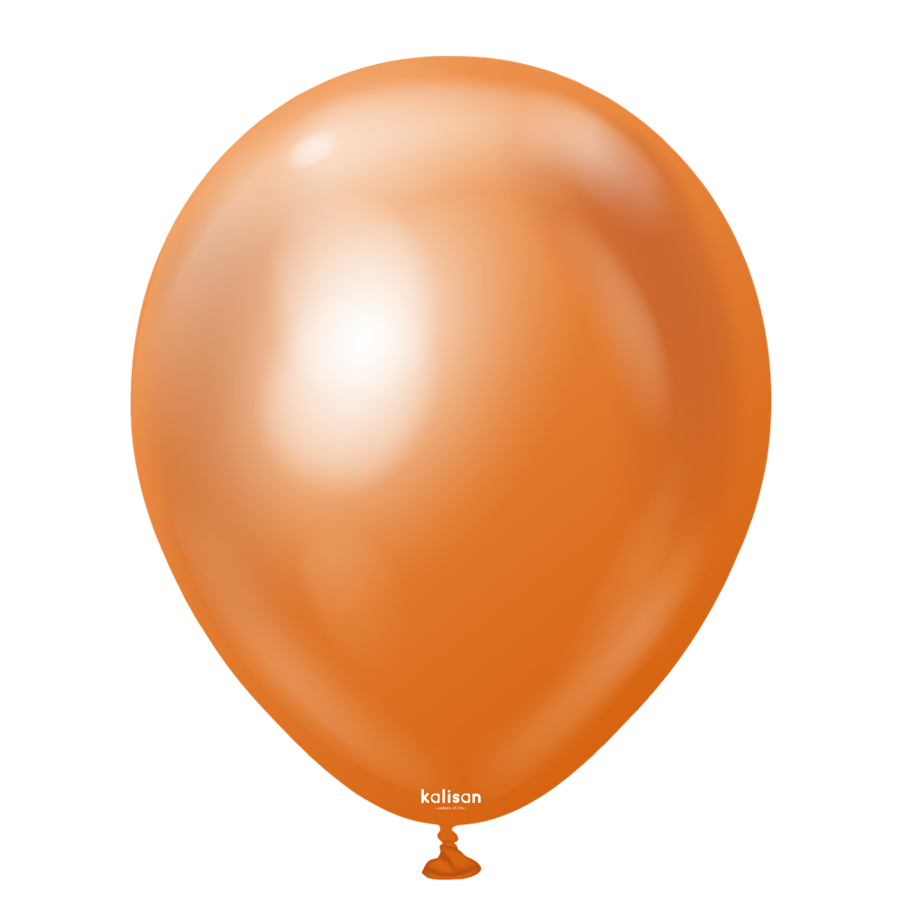 Glossy copper-orange latex balloon with smooth surface and rounded teardrop shape.