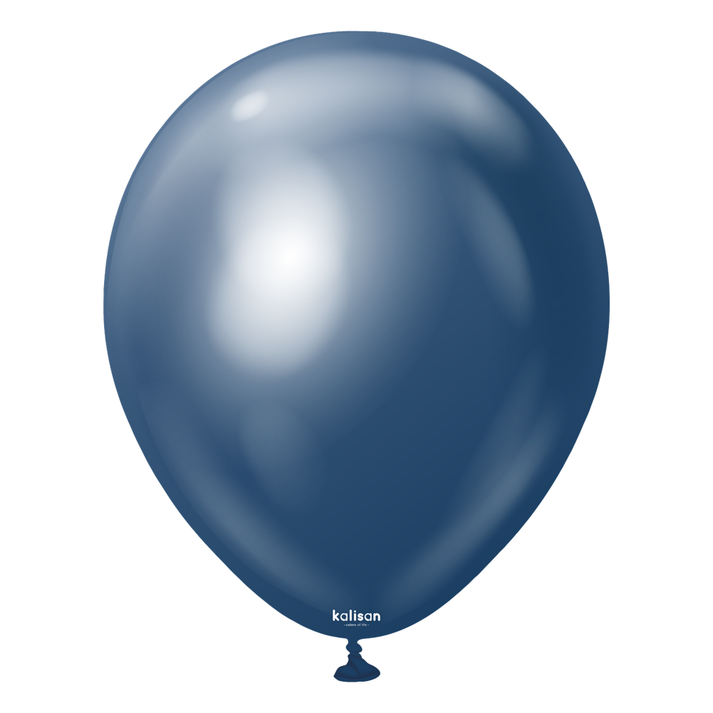 18-inch navy blue latex balloon with a shiny, reflective surface.
