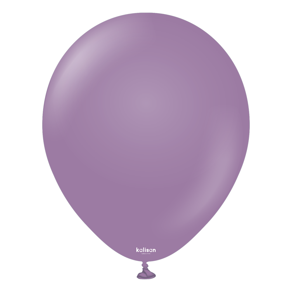 Lavender purple latex balloon with a smooth, shiny surface and a tied end.