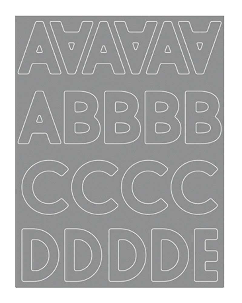 Silver and gold giant customizable banner letters with triangle cut tabs for hanging.