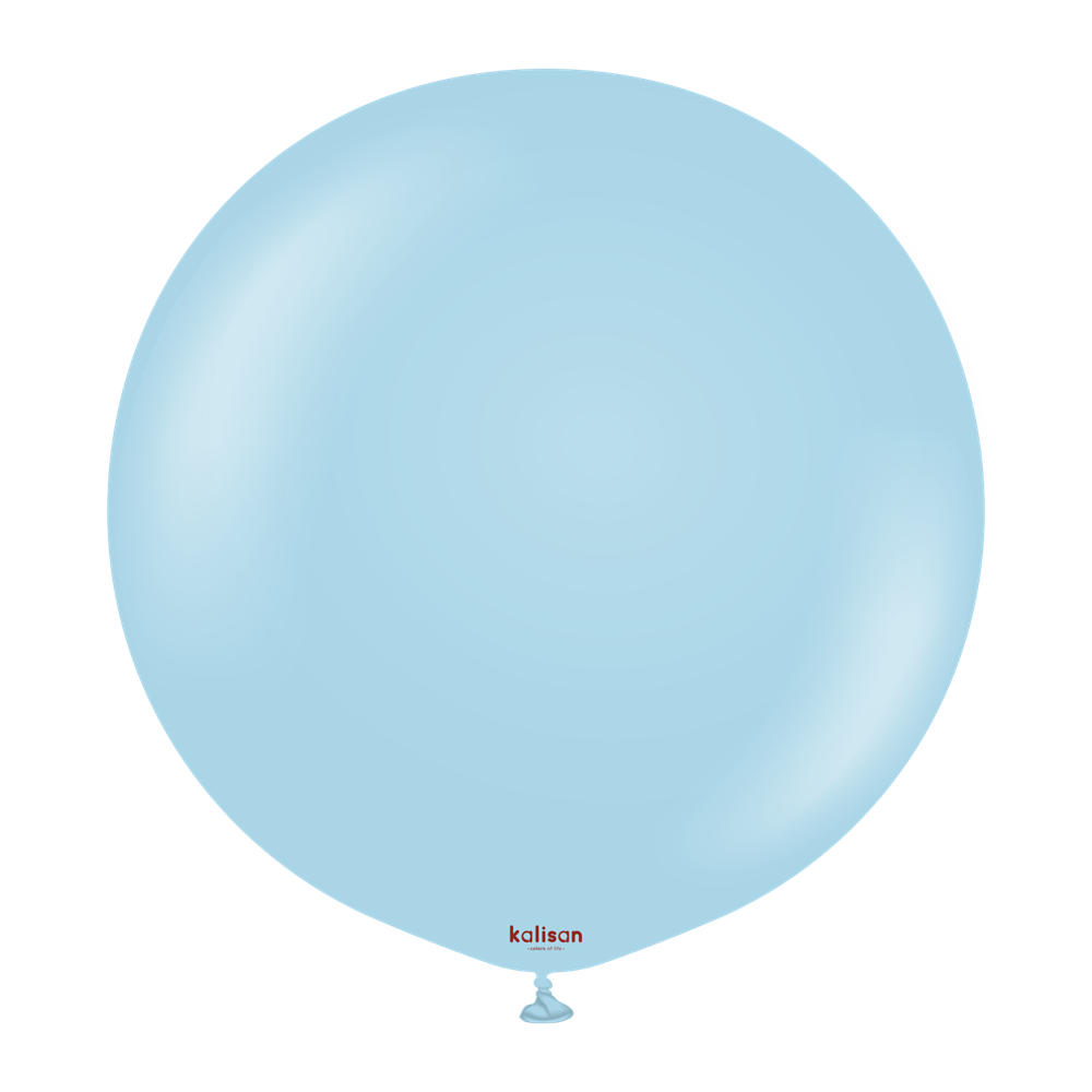 24-inch round macaron blue balloon with small tied end.
