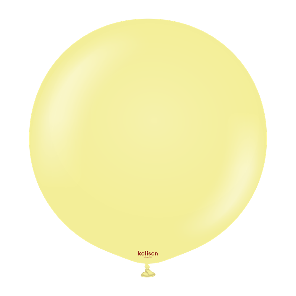 Large round yellow latex balloon with a smooth matte finish, 24 inches in diameter.