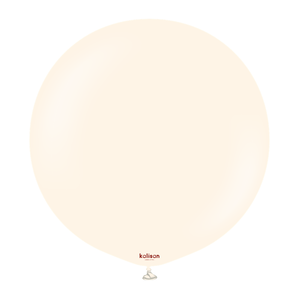 24-inch round balloon in pale salmon color with a smooth surface and small knot at the bottom.