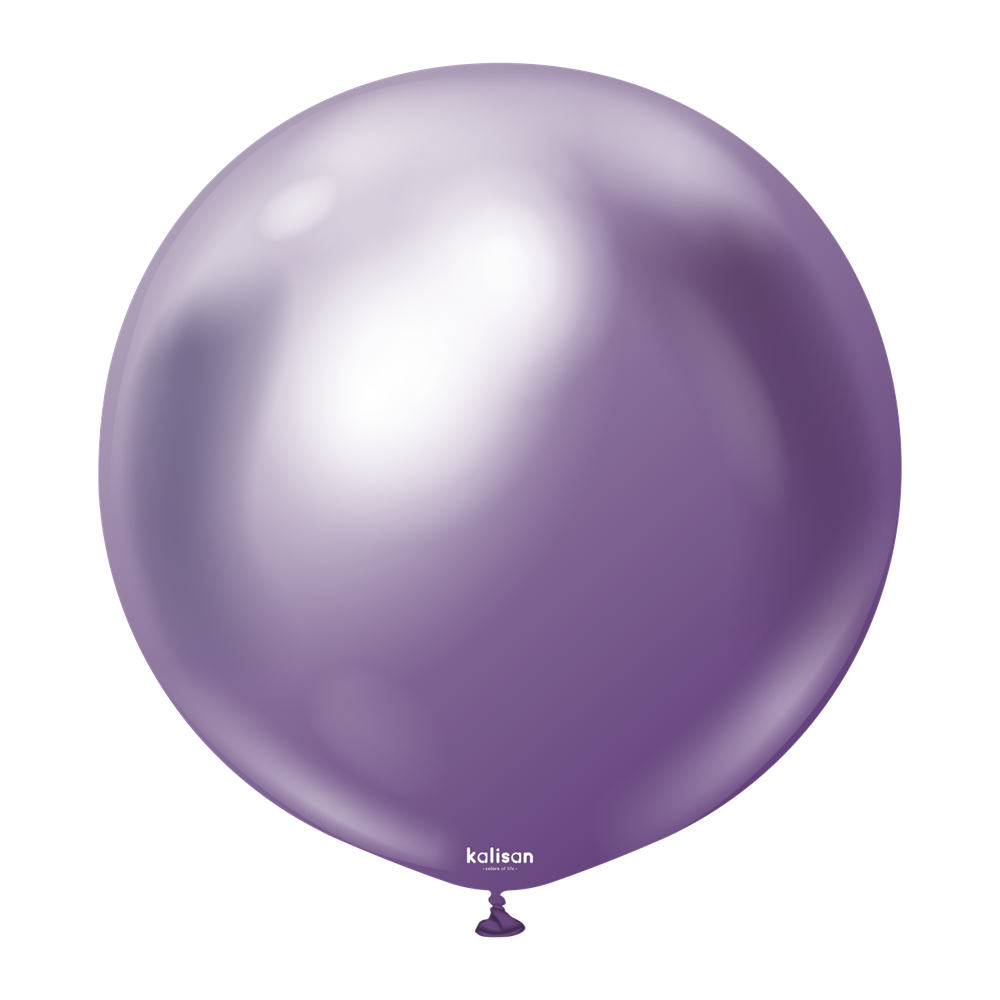 Round violet balloon with glossy finish and smooth surface, 24-inch size.