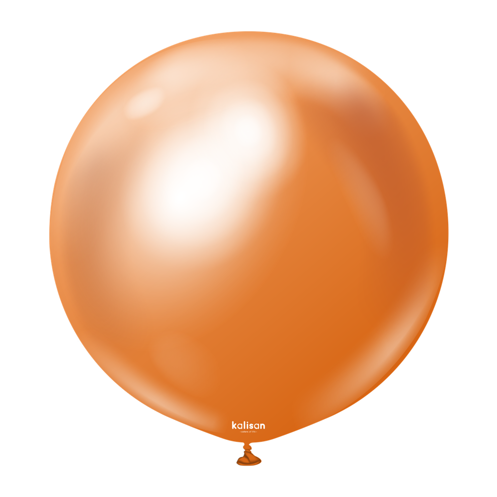 Glossy copper-colored 24-inch round balloon with subtle highlights and a small knot at the bottom.