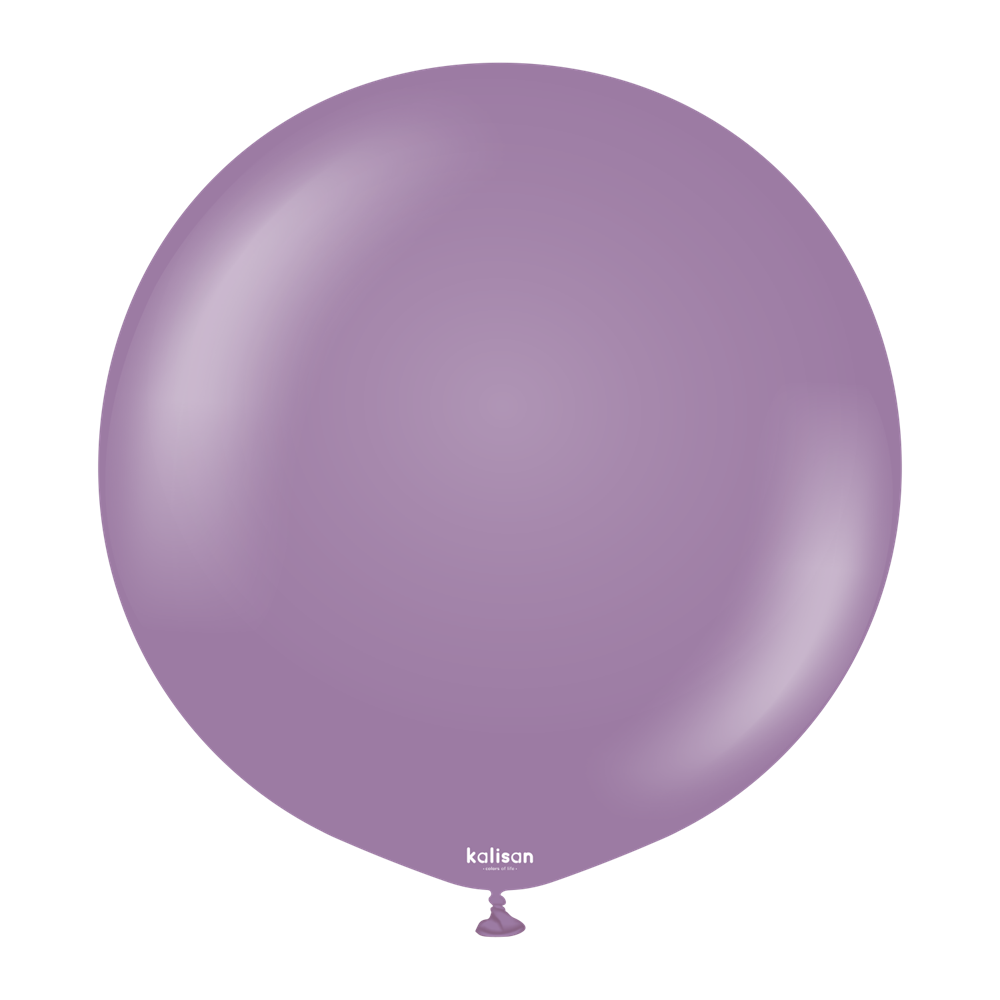 Round lavender balloon with a smooth surface and small tied knot at the bottom.
