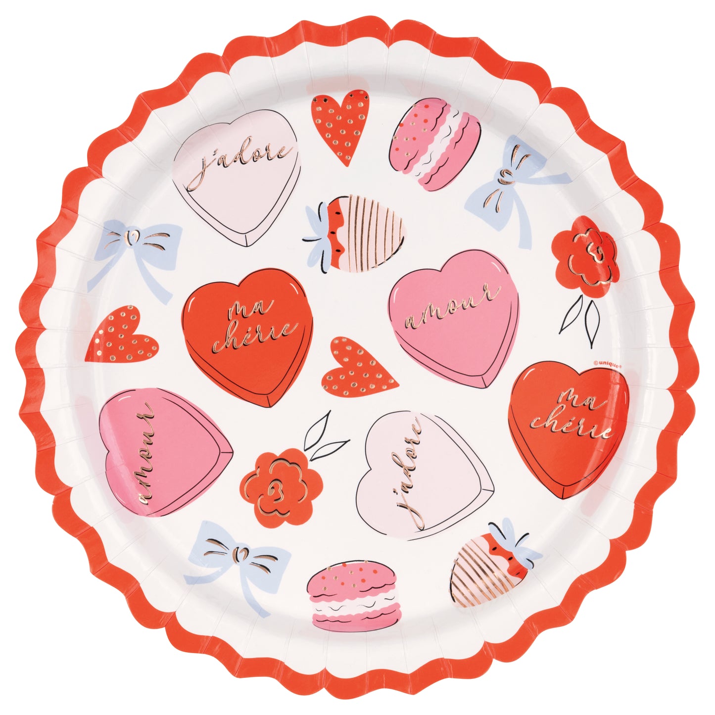 Valentines Day Cute Valentine Ornate Scalloped 11 inch Plates 8ct