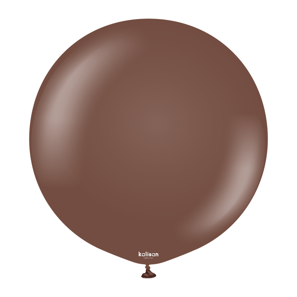 Round chocolate brown 36-inch latex balloon with a smooth, shiny surface, two-pack.