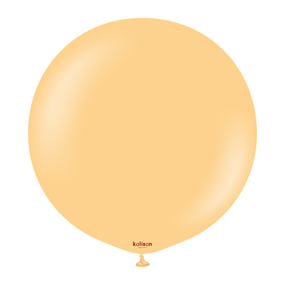 36-inch round peach latex balloon with smooth surface and slight gloss.