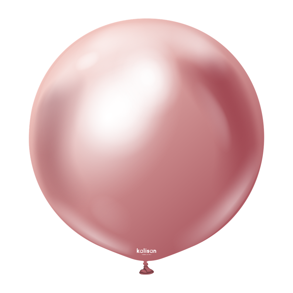 Large round pink latex balloon with a glossy finish and a tied end.