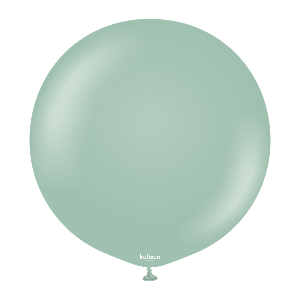 36-inch round retro winter green latex balloon with a smooth surface and matte finish.