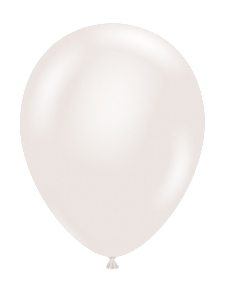 14-inch white latex balloon with a smooth, glossy finish and teardrop shape.