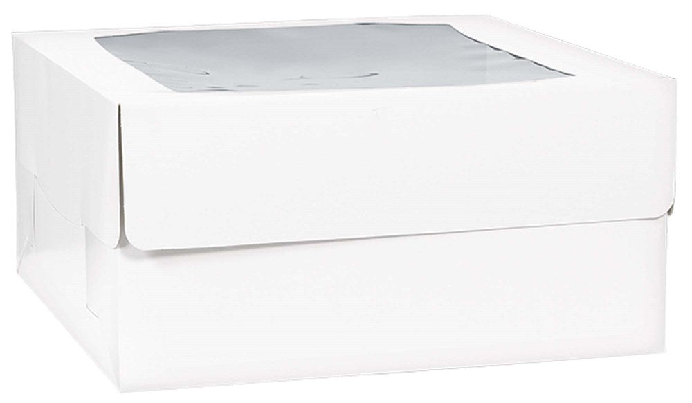 White rectangular cardboard box with a hinged lid and smooth finish.