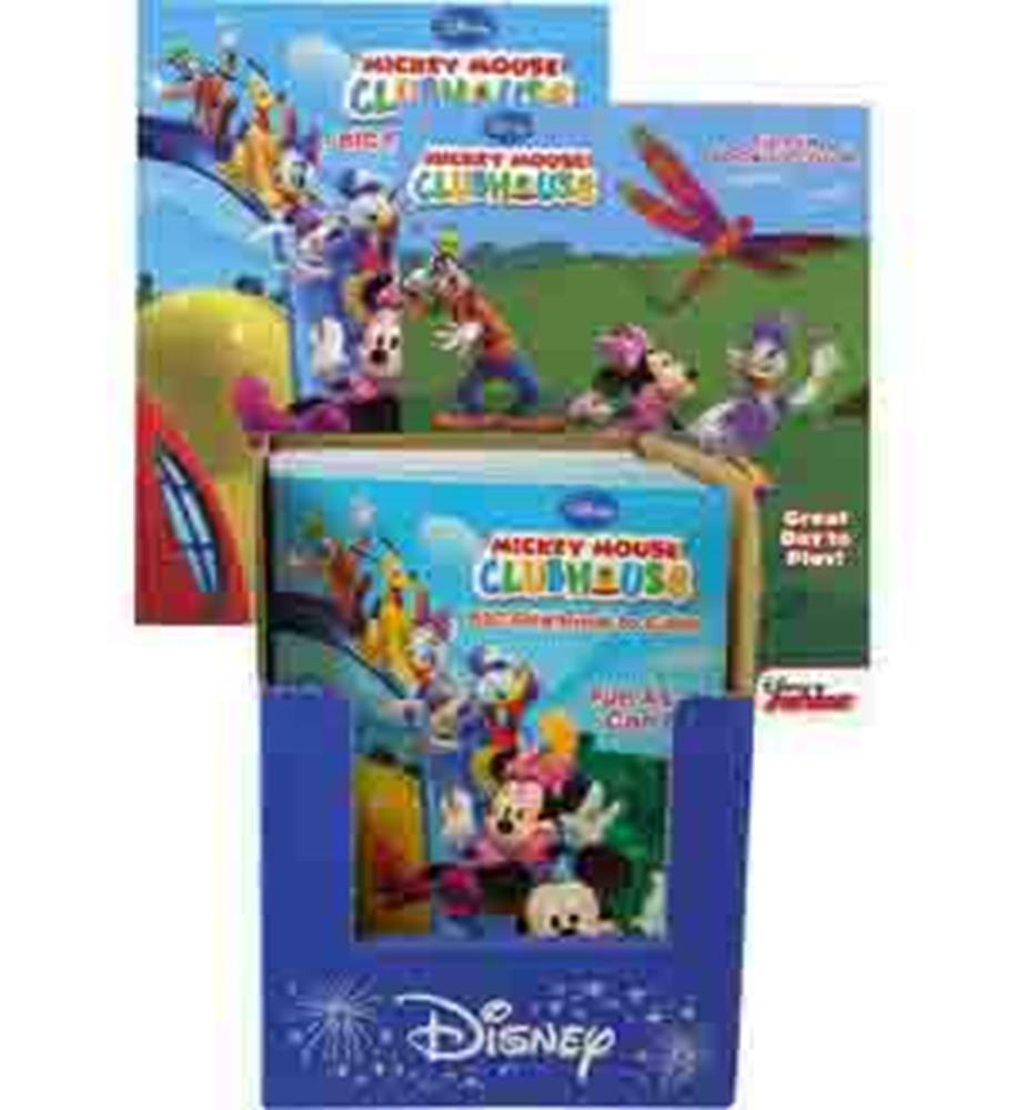 Set of three colorful Mickey Mouse Clubhouse coloring books featuring Mickey and friends on bright, playful covers.
