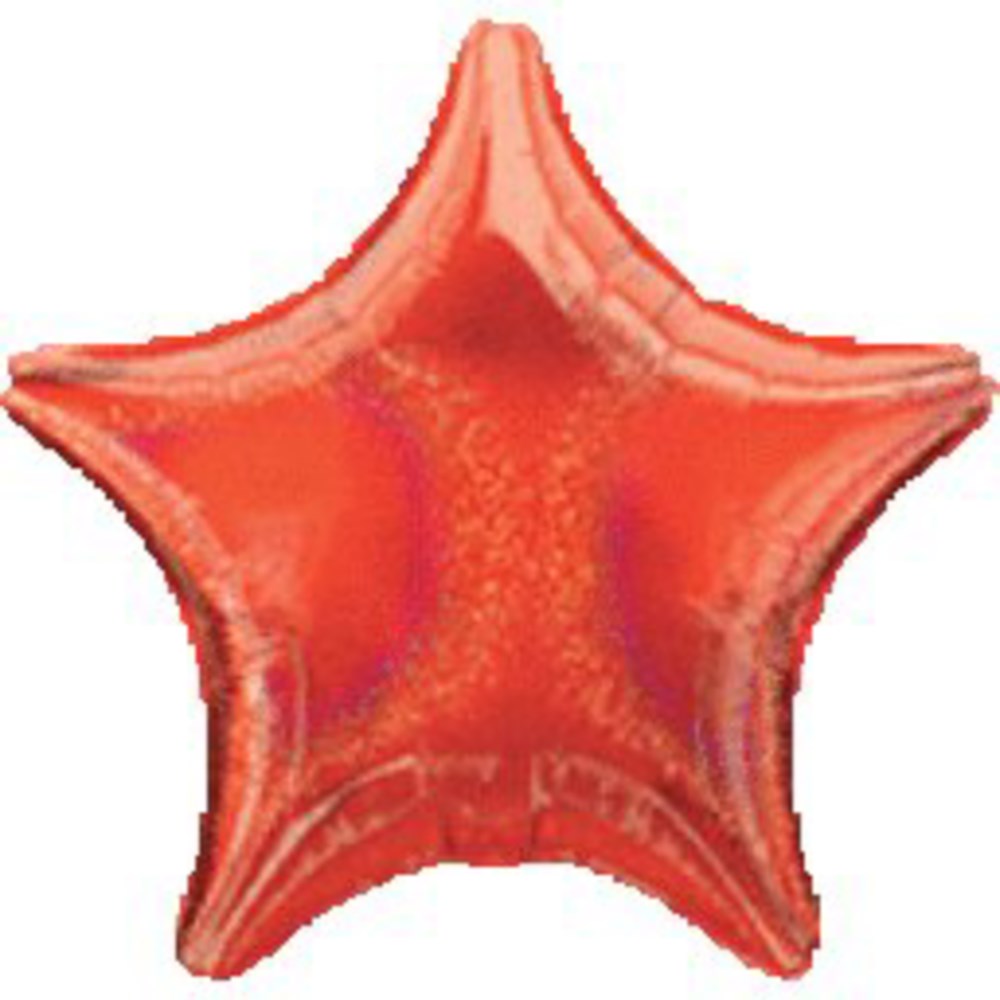 Red metallic foil balloon in a 5-point star shape measuring 19 inches tall.