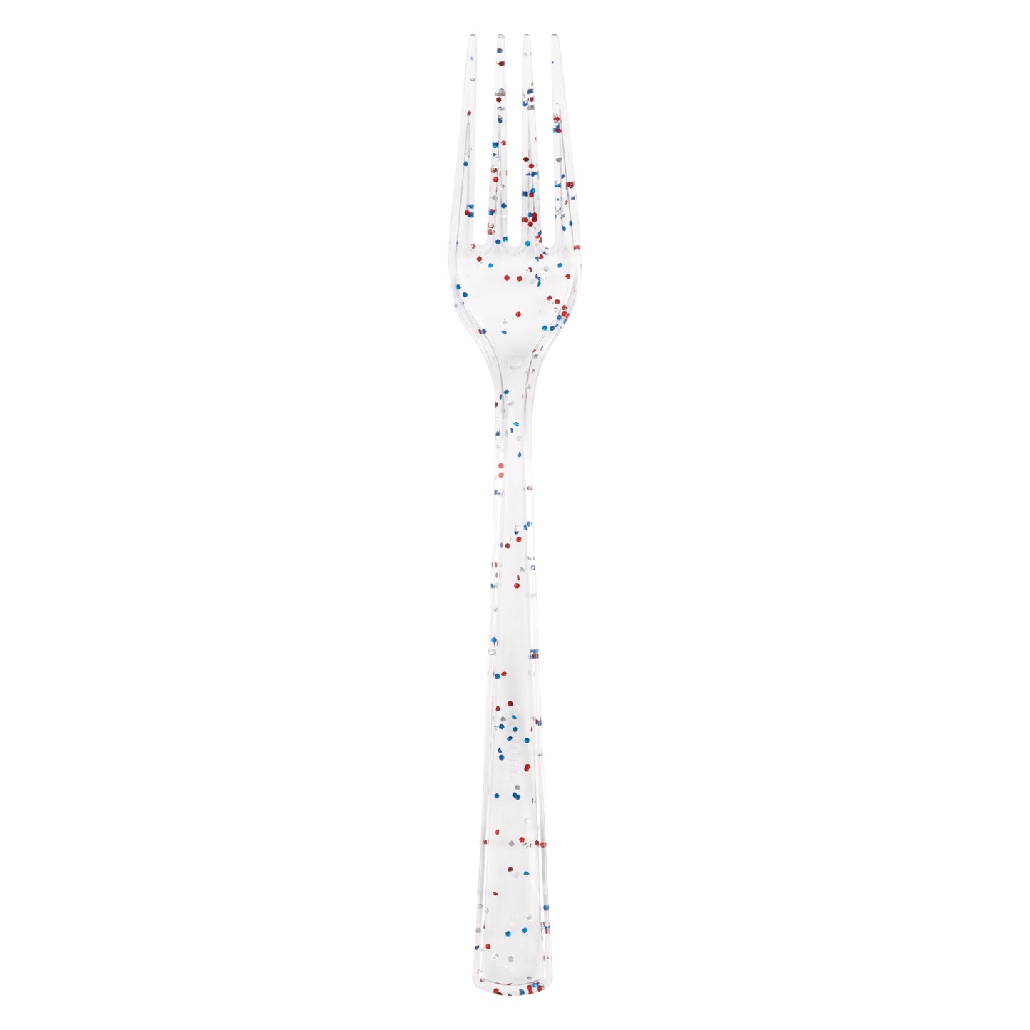 Classic Americana Red, Blue, & Silver Glitter Clear Plastic Forks 18ct