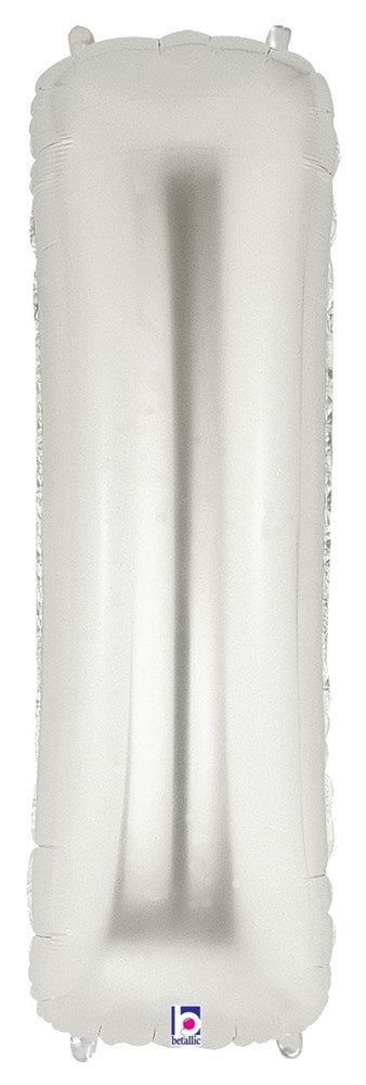 Globo de aluminio con forma de Betallic I plateado de 34 pulgadas en bolsa de plástico, 1 unidad