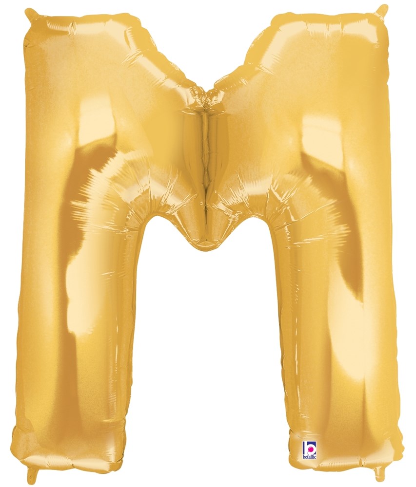 Globo de aluminio con forma de Betallic M Gold de 34 pulgadas, 1 unidad