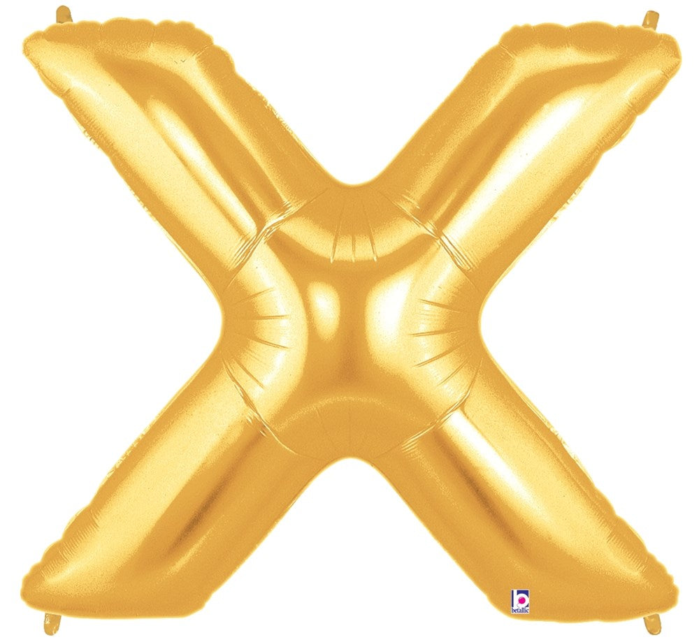 34-inch shiny gold foil balloon shaped like the letter X.