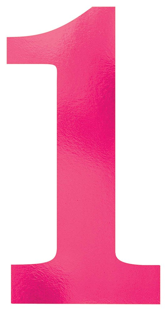 Pink foam number 1 cutout with smooth edges and solid color finish.