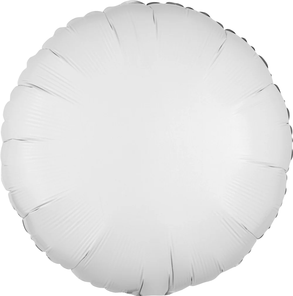 Round 17-inch metallic white foil balloon with smooth, reflective surface.