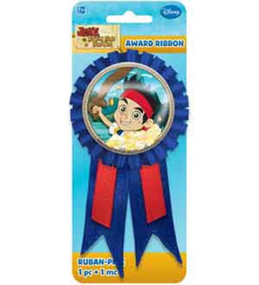 Blue and red award ribbon featuring Jake from Jake and The Neverland Pirates in the center medallion.