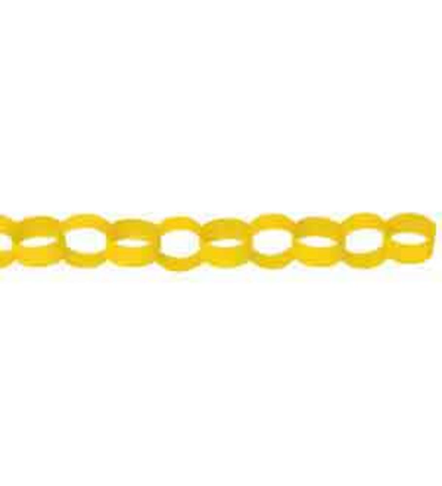 Sunshine yellow paper chain garland with interlocking oval links, 13 feet long.