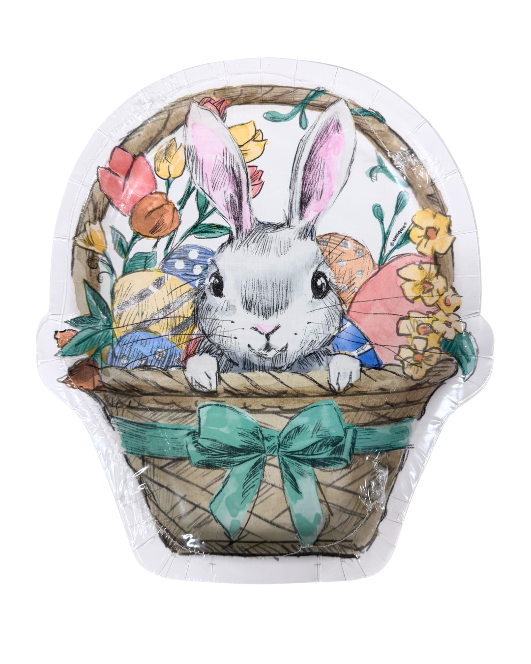 Bunny Friends Basket Shaped 9.25 inch Paper Plates 8ct