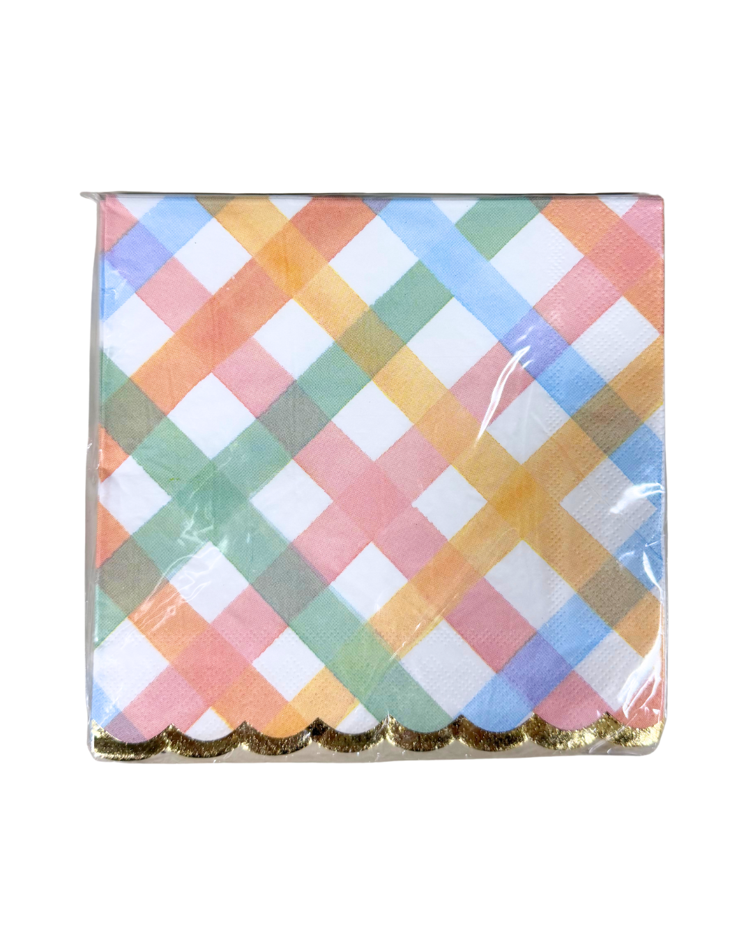 Pastel Plaid Scalloped Luncheon Napkins 16ct