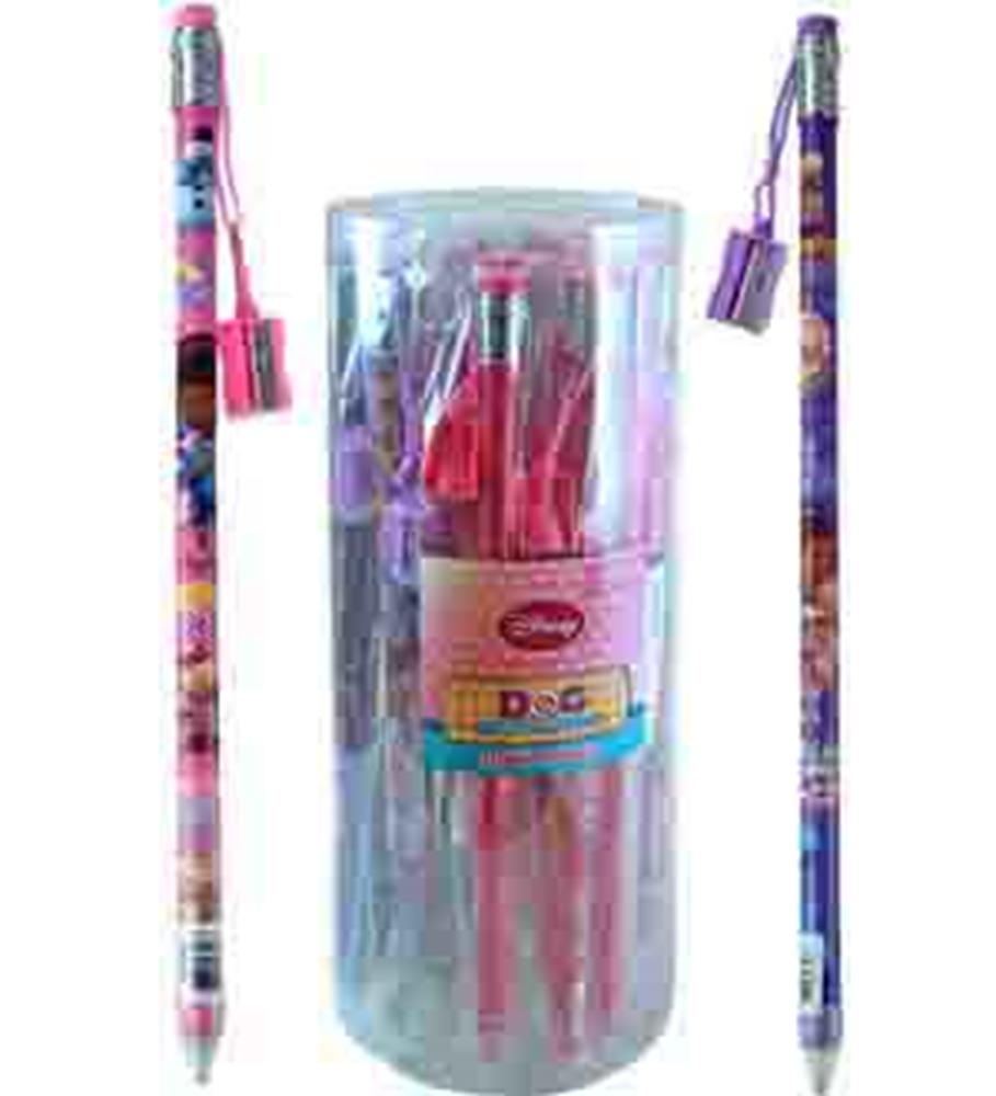 Set of colorful 15-inch jumbo pencils featuring Doc McStuffins character wrap and attached erasers in clear plastic tube.