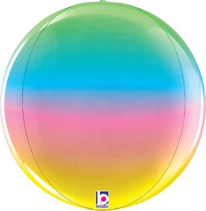 15-inch multi-sided foil balloon with gradient rainbow colors in green, blue, pink, and yellow.
