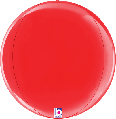 15-inch shiny red foil balloon with a smooth, multi-sided globe shape.