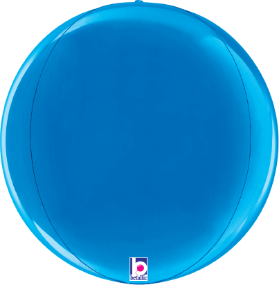 Shiny blue 15-inch round foil balloon with reflective surface and smooth finish.