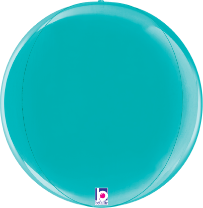Robin's egg blue, 15-inch multi-sided round foil balloon with a shiny surface.