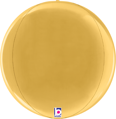 15-inch gold multi-sided globe-shaped foil balloon with reflective surface.