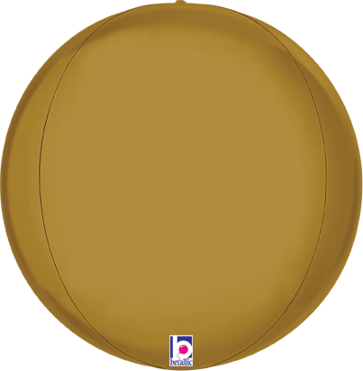 15-inch satin gold multi-sided globe-shaped foil balloon with a smooth finish.